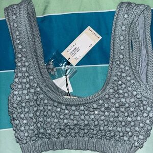 ALO Yoga Textured Gray Crop Top